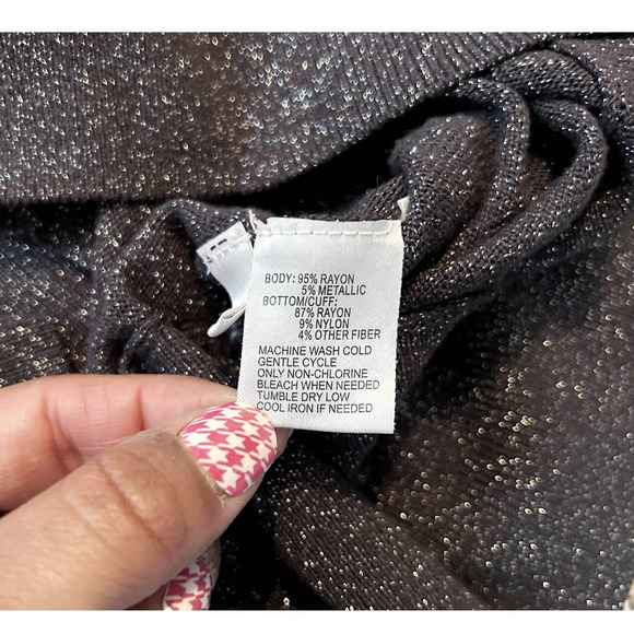 🛍️ Ann Taylor LOFT Dark Gray Glitter Sweater Womens Size M - Picture 4 of 6